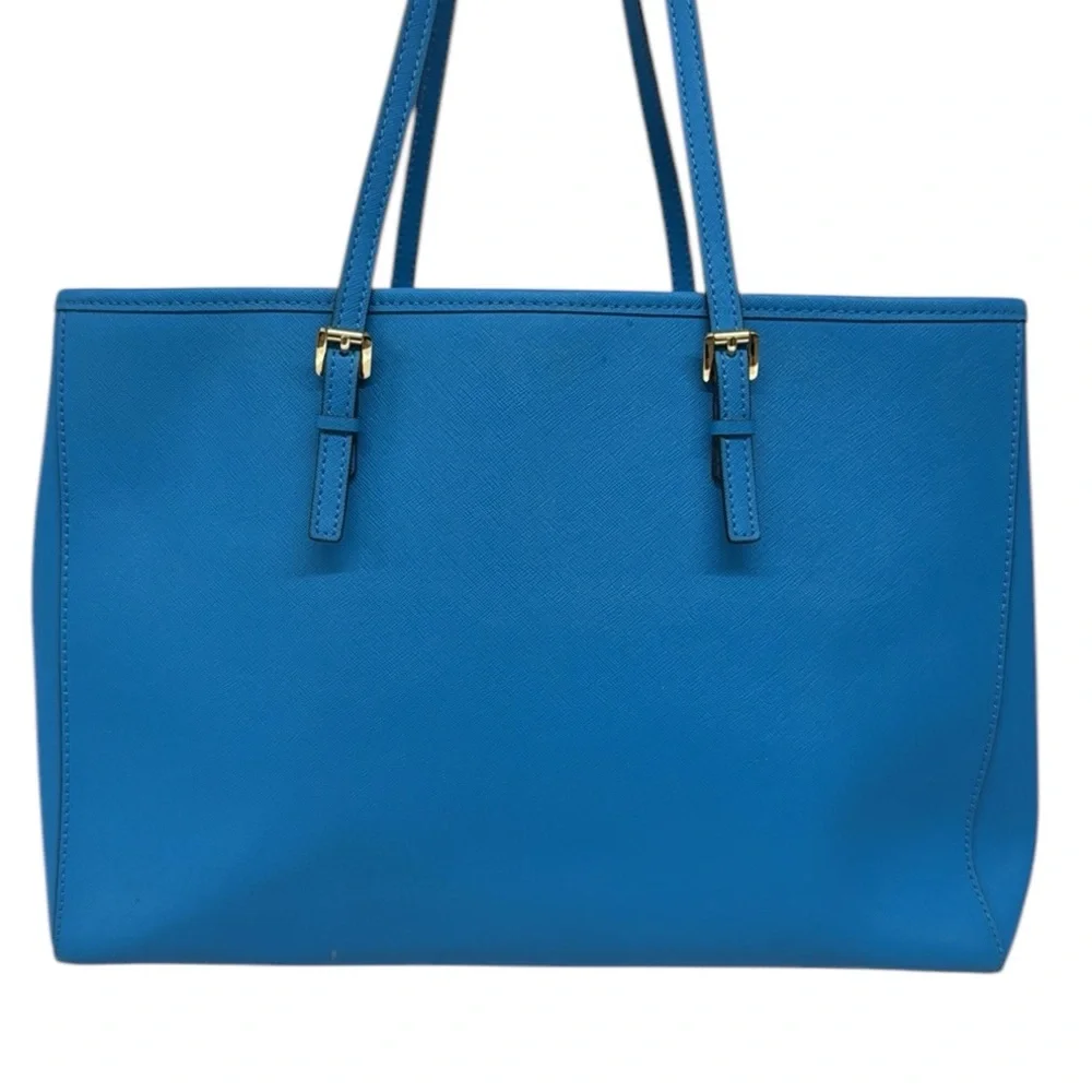 Michael Kors Blue Gold Saffiano Womens Shoulder HandBag Tote Purse 15